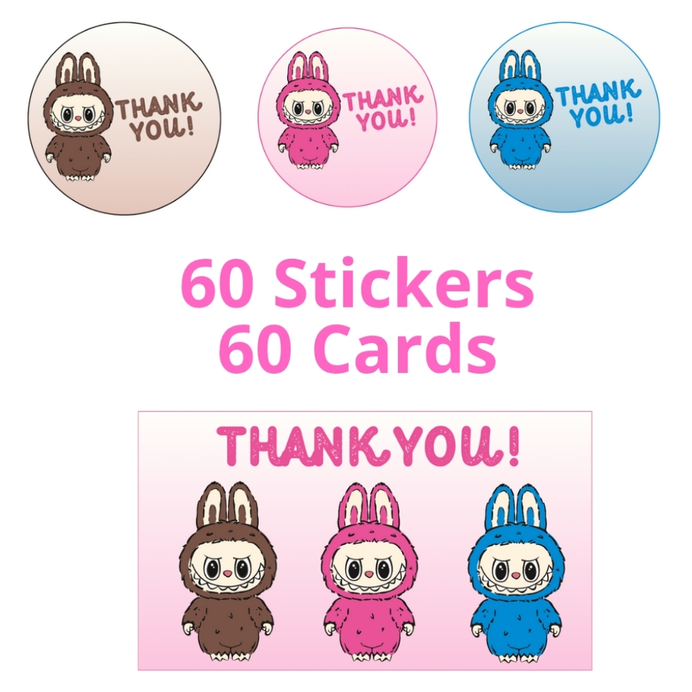 120pcs Labubu Stickers and Cards